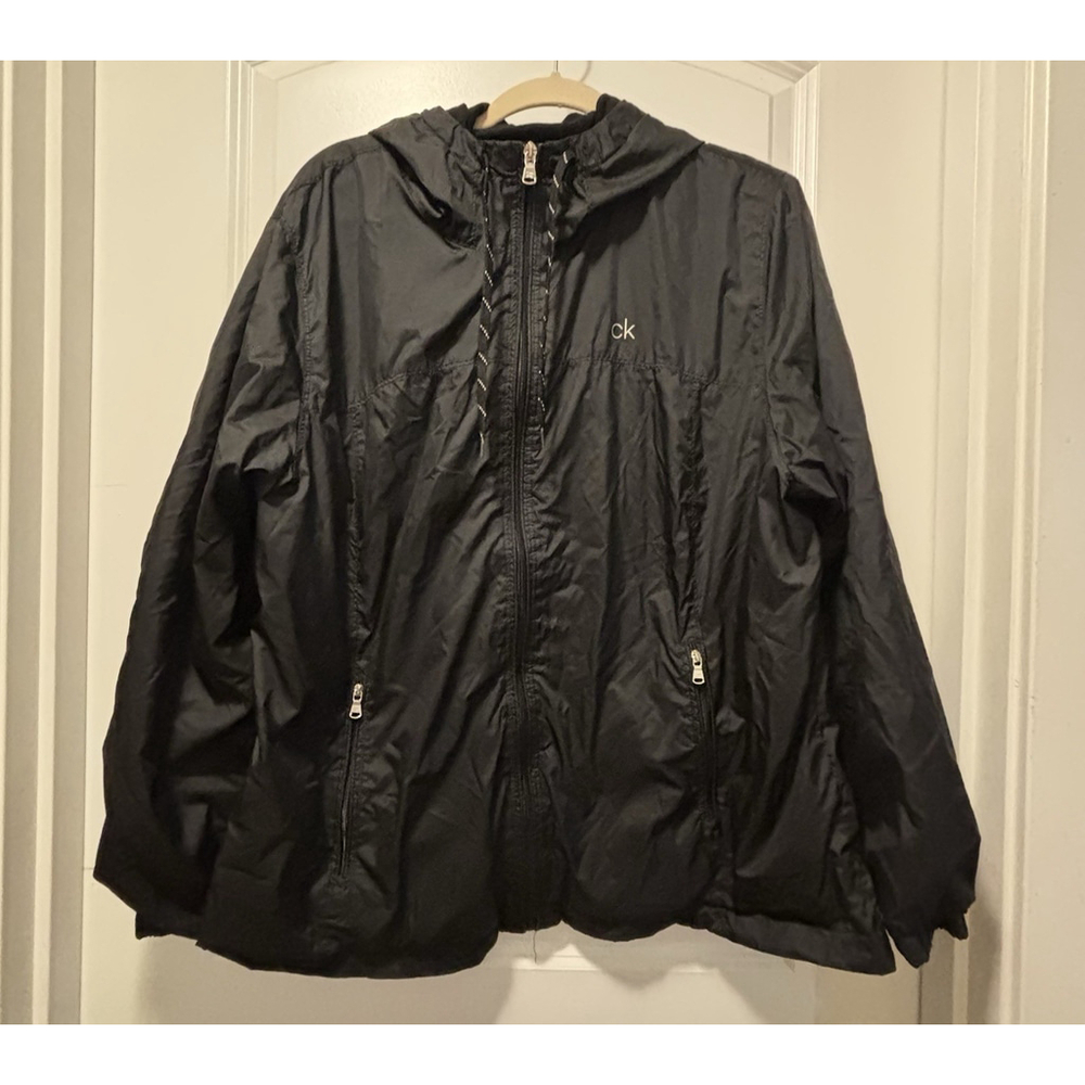 Calvin Klein Men's Hooded Full Zip Jacket Coat Fleece Lined XXL Black